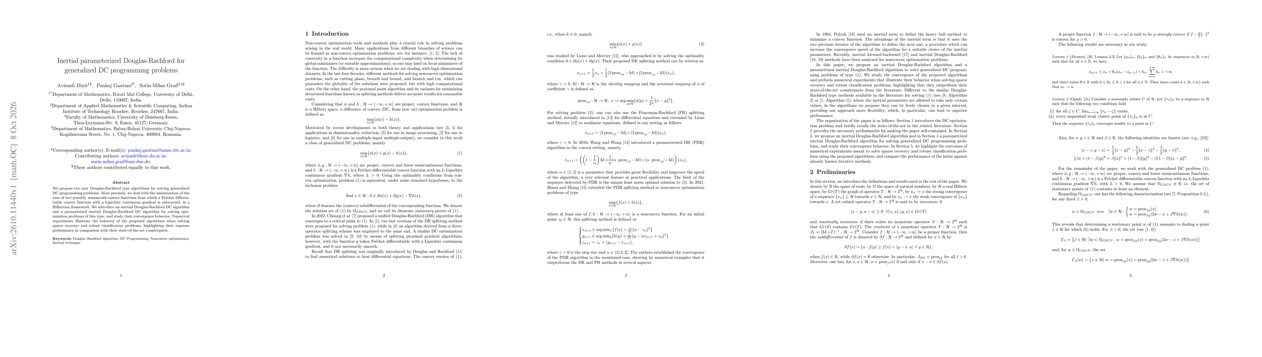 Thumbnail for Inertial parameterized Douglas-Rachford for generalized DC programming problems