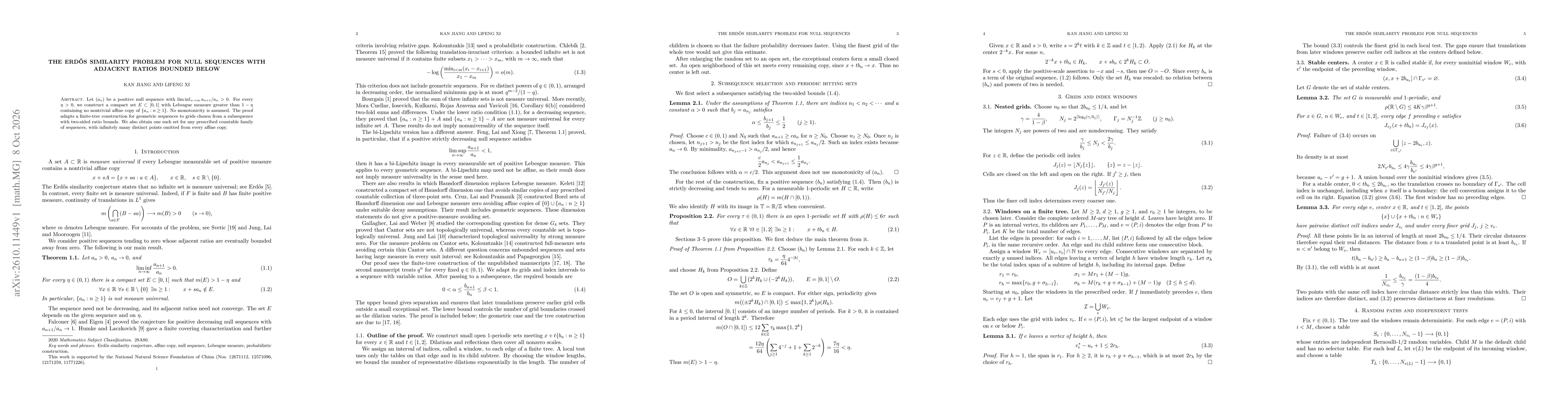 Thumbnail for The Erdős similarity problem for null sequences with adjacent ratios bounded below