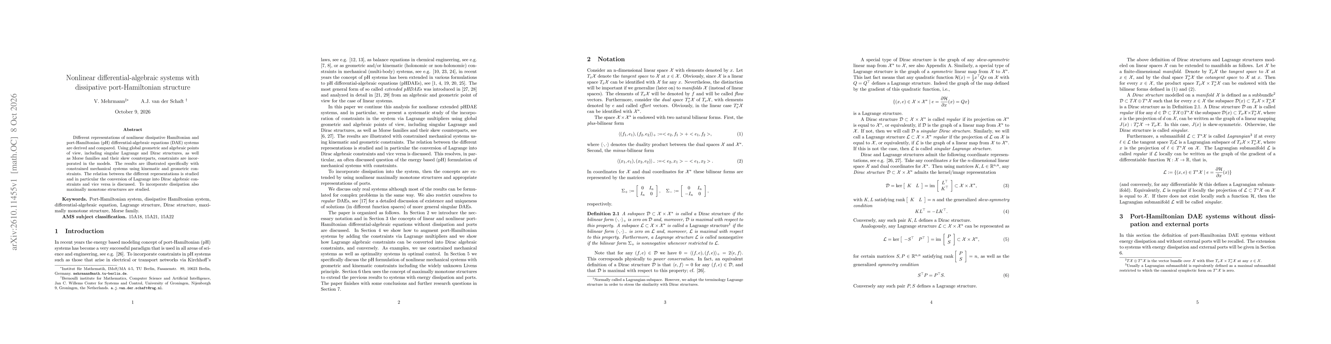 Thumbnail for Nonlinear differential-algebraic systems with dissipative port-Hamiltonian structure