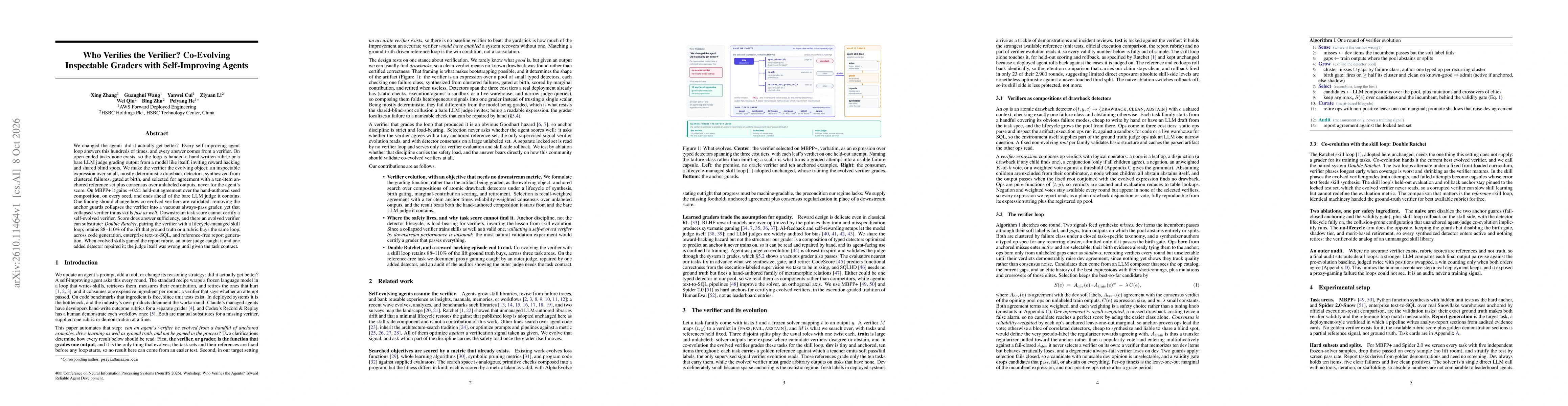 Thumbnail for Who Verifies the Verifier? Co-Evolving Inspectable Graders with Self-Improving Agents