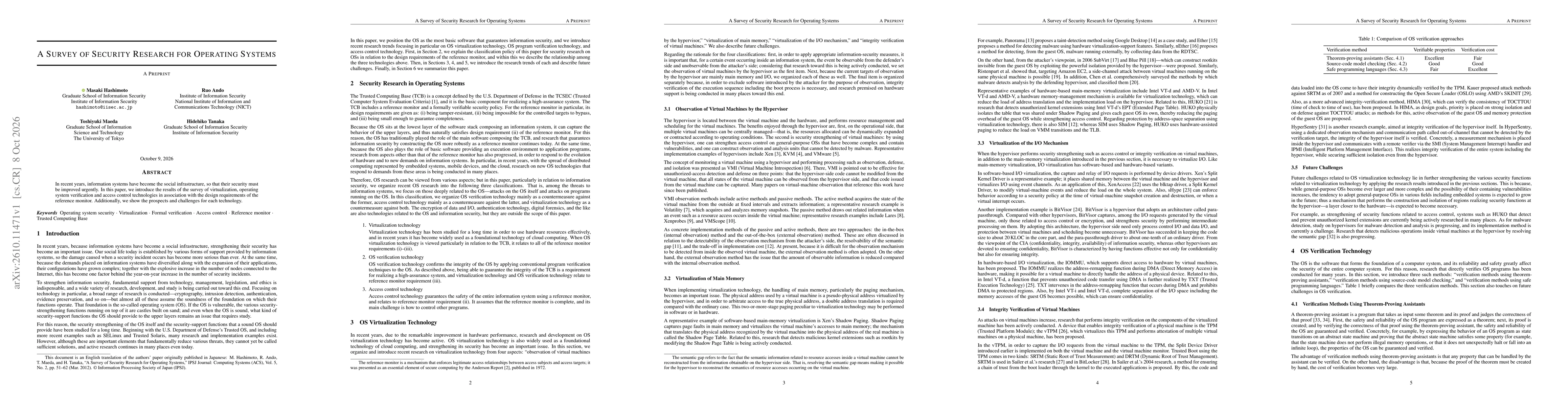 Thumbnail for A Survey of Security Research for Operating Systems