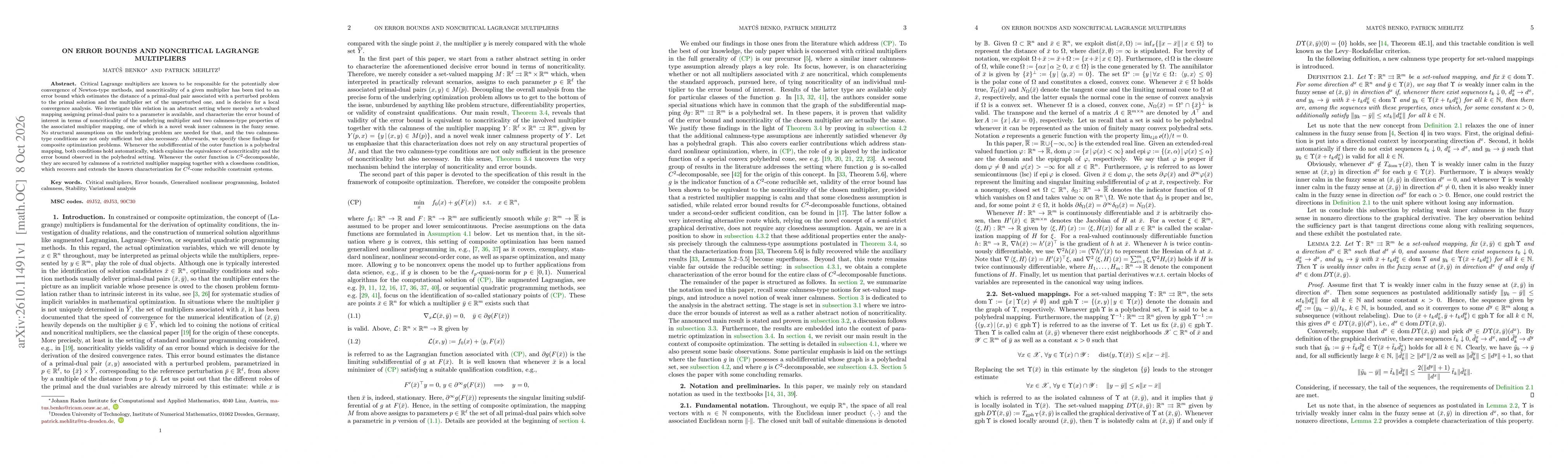 Thumbnail for On error bounds and noncritical Lagrange multipliers