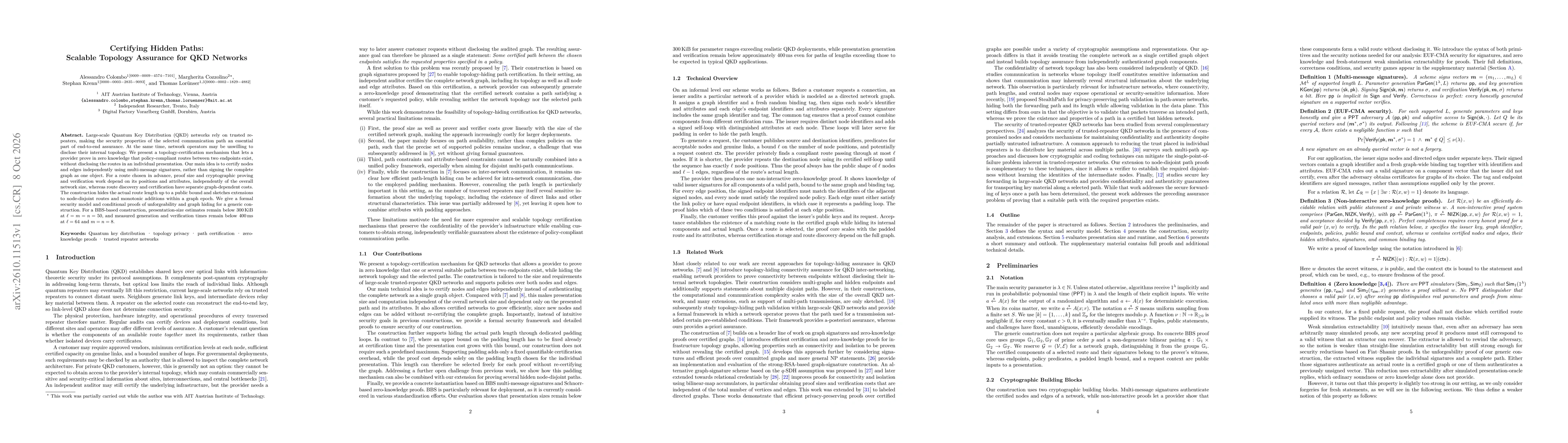 Thumbnail for Certifying Hidden Paths: Scalable Topology Assurance for QKD Networks