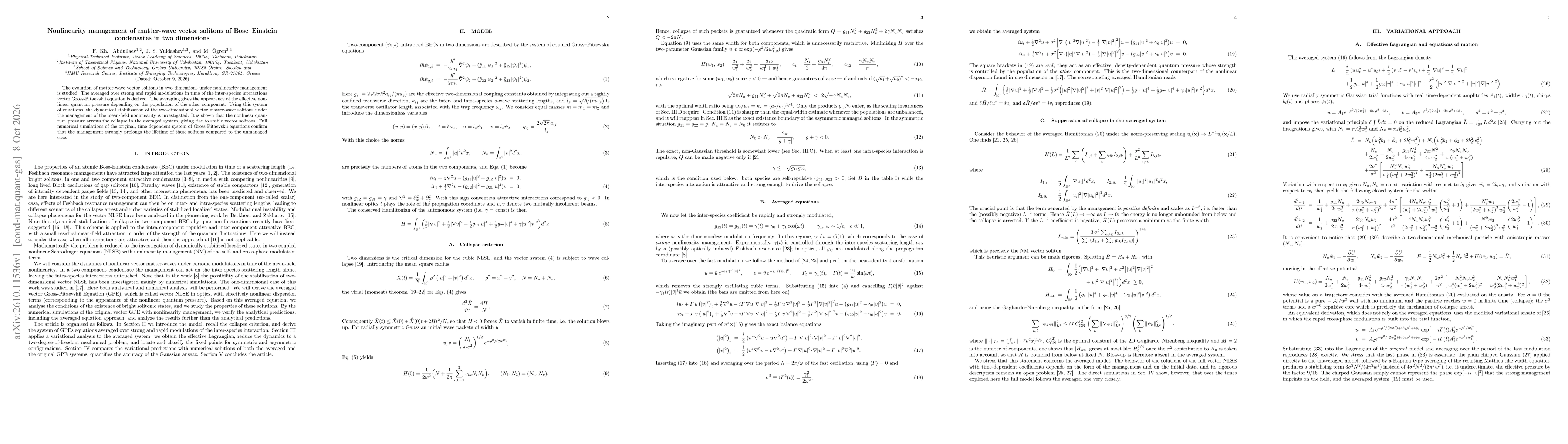 Thumbnail for Nonlinearity management of matter-wave vector solitons of Bose-Einstein condensates in two dimensions