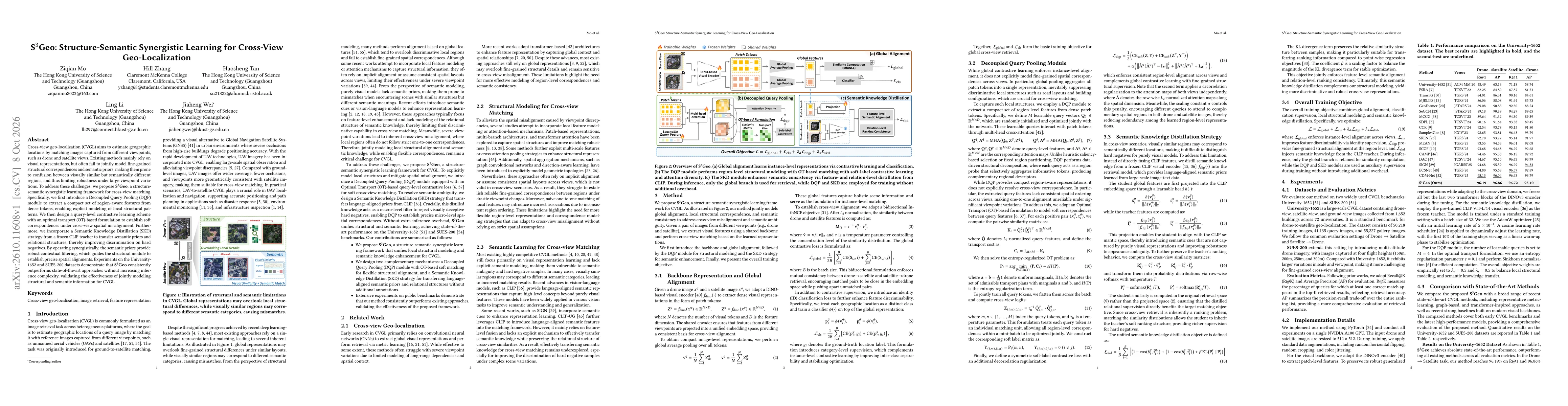 Thumbnail for S$^3$Geo: Structure-Semantic Synergistic Learning for Cross-View Geo-Localization