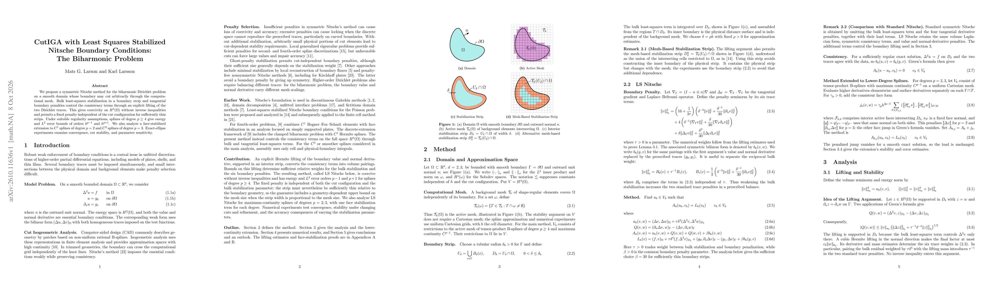 Thumbnail for CutIGA with Least Squares Stabilized Nitsche Boundary Conditions: The Biharmonic Problem