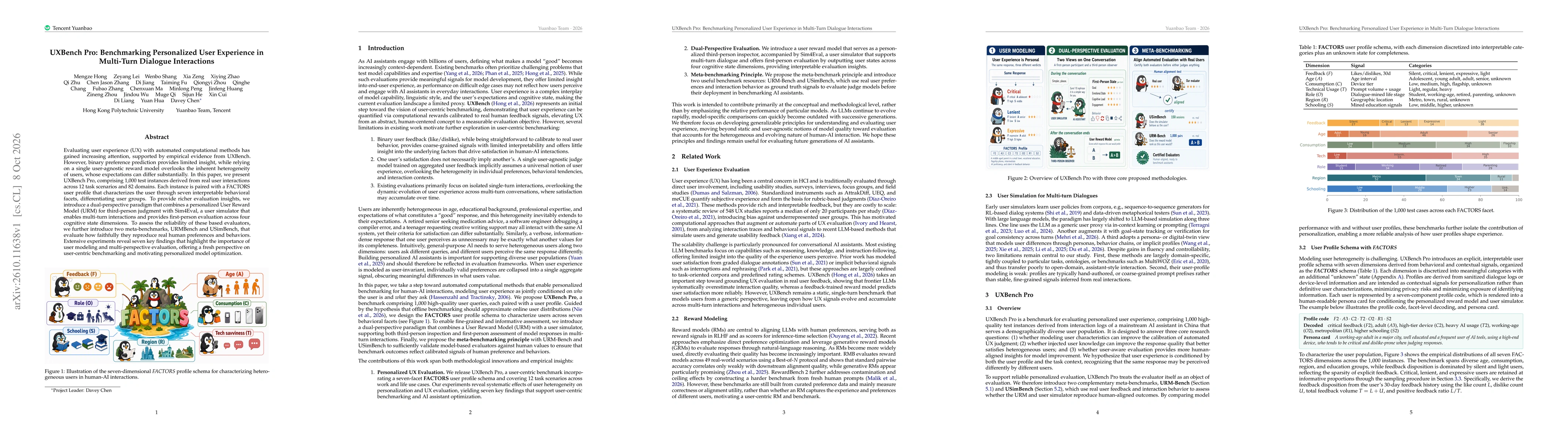 Thumbnail for UXBench Pro: Benchmarking Personalized User Experience in Multi-Turn Dialogue Interactions