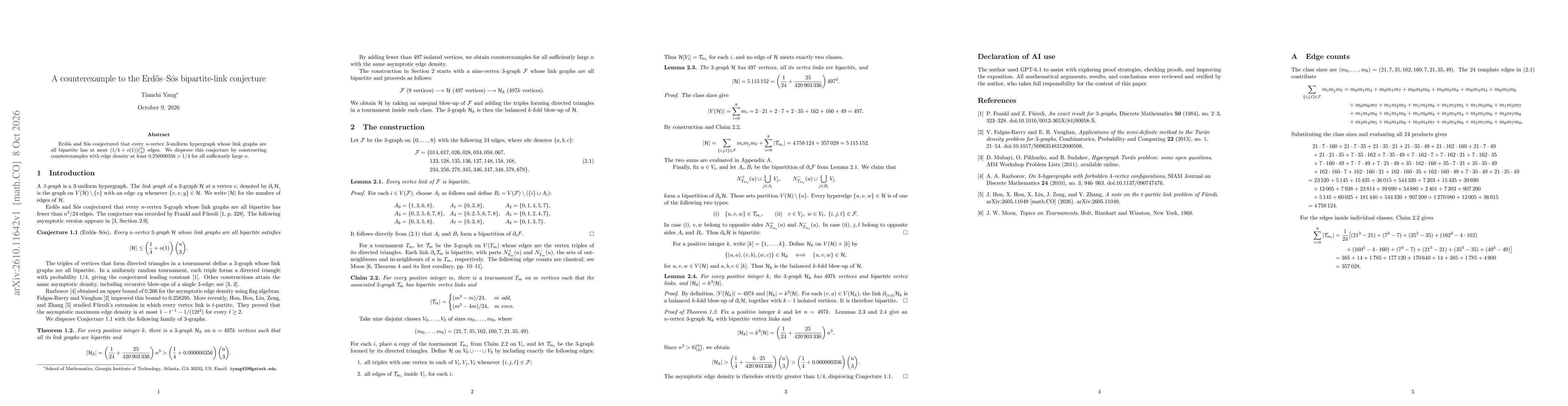 Thumbnail for A counterexample to the Erdős--Sós bipartite-link conjecture