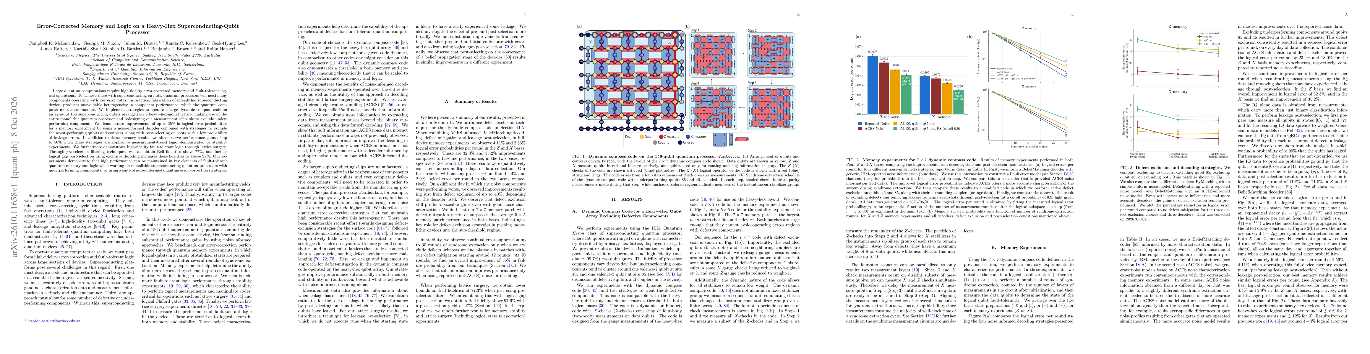 Thumbnail for Error-Corrected Memory and Logic on a Heavy-Hex Superconducting-Qubit Processor