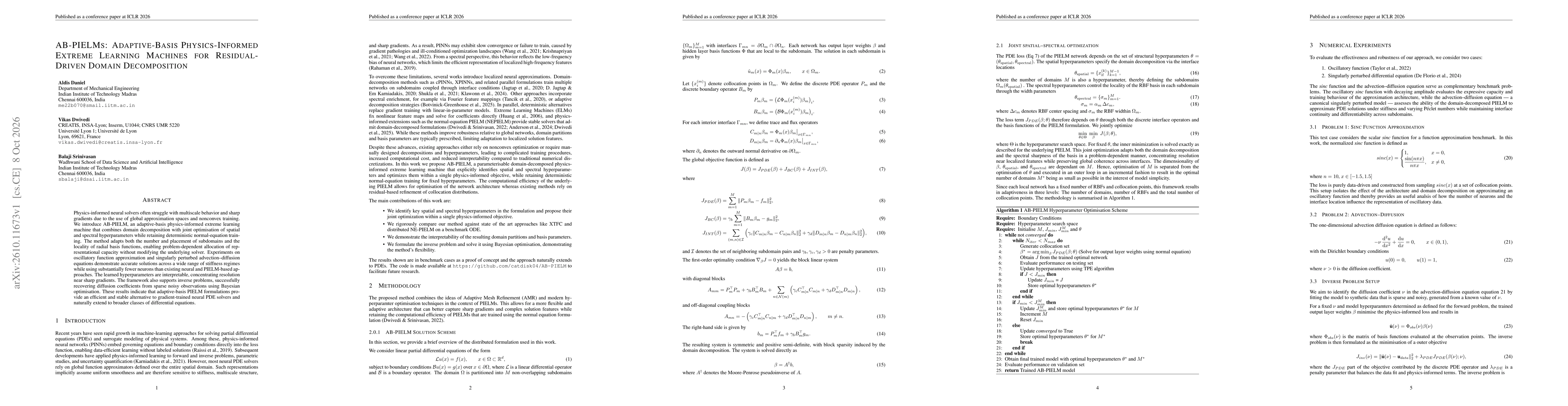 Thumbnail for AB-PIELMs: Adaptive-Basis Physics-Informed Extreme Learning Machines for Residual-Driven Domain Decomposition