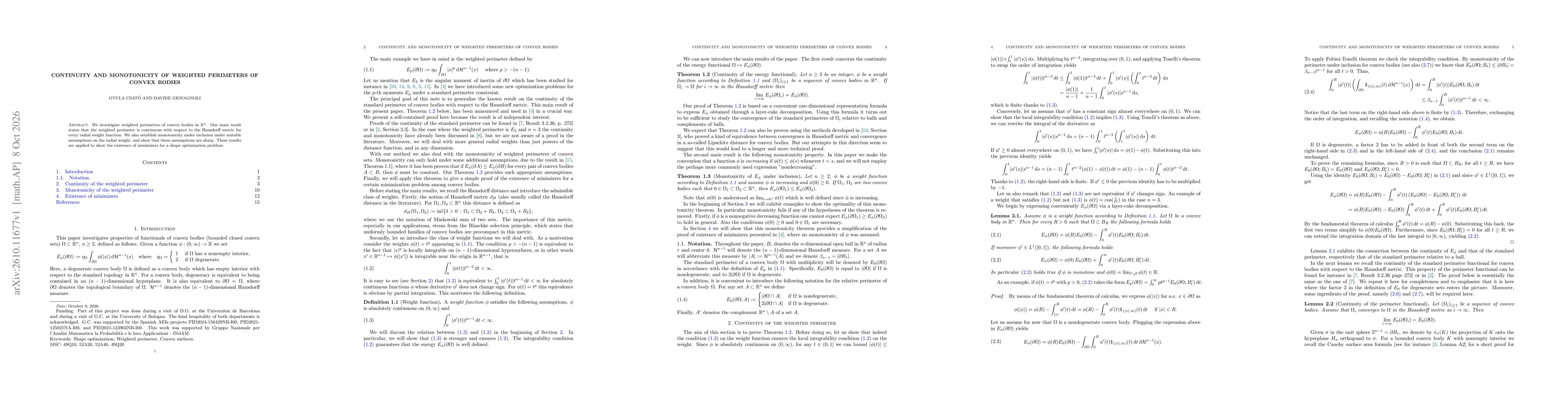Thumbnail for Continuity and monotonicity of weighted perimeters of convex bodies