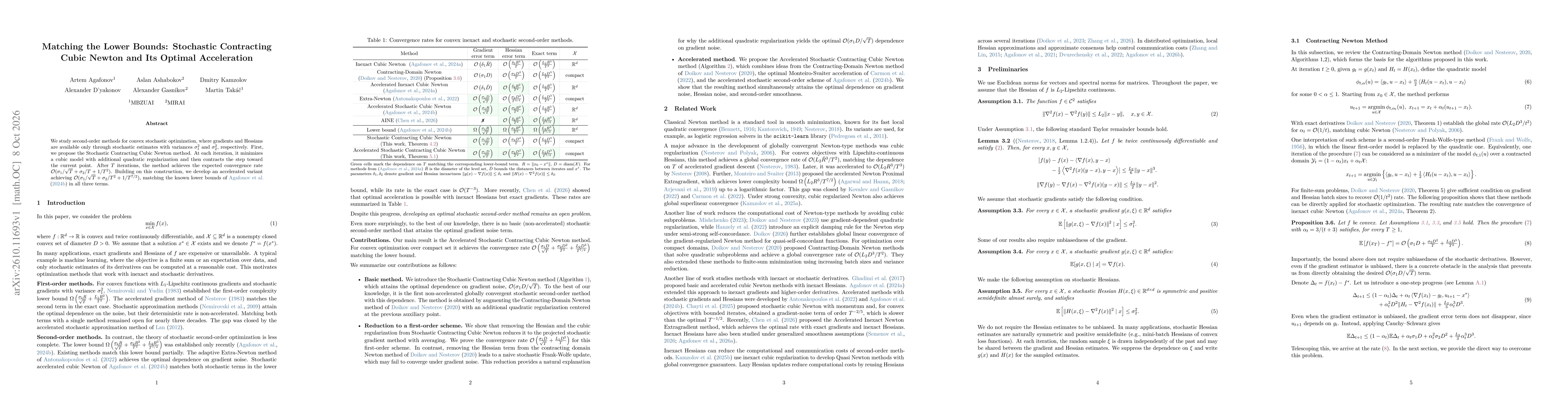 Thumbnail for Matching the Lower Bounds: Stochastic Contracting Cubic Newton and Its Optimal Acceleration