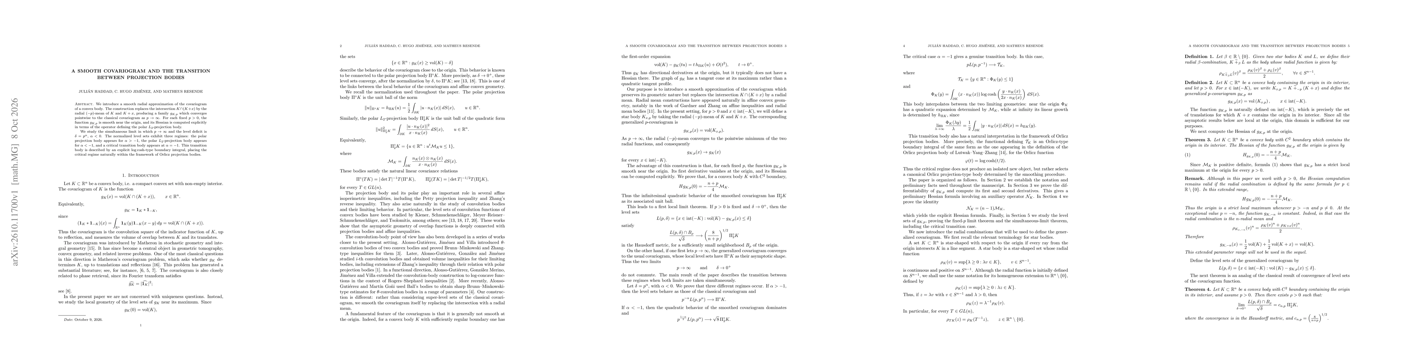 Thumbnail for A Smooth Covariogram and the Transition Between Projection Bodies