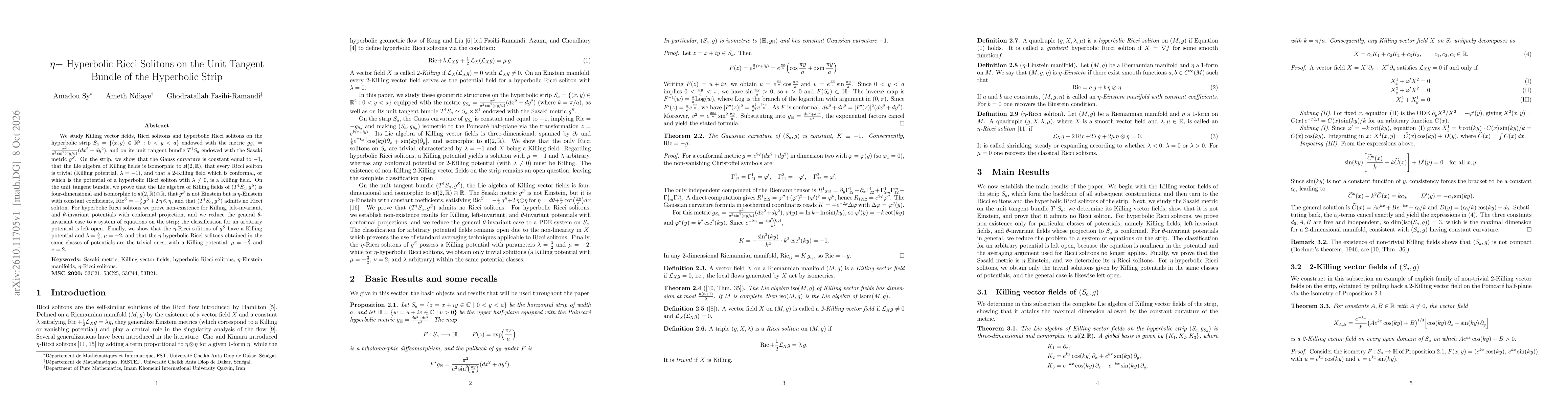Thumbnail for $η-$ Hyperbolic Ricci Solitons on the Unit Tangent Bundle of the Hyperbolic Strip
