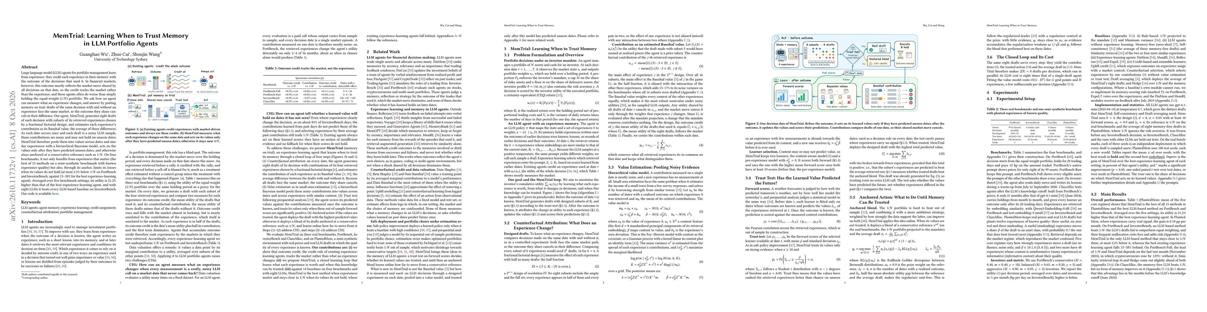 Thumbnail for MemTrial: Learning When to Trust Memory in LLM Portfolio Agents