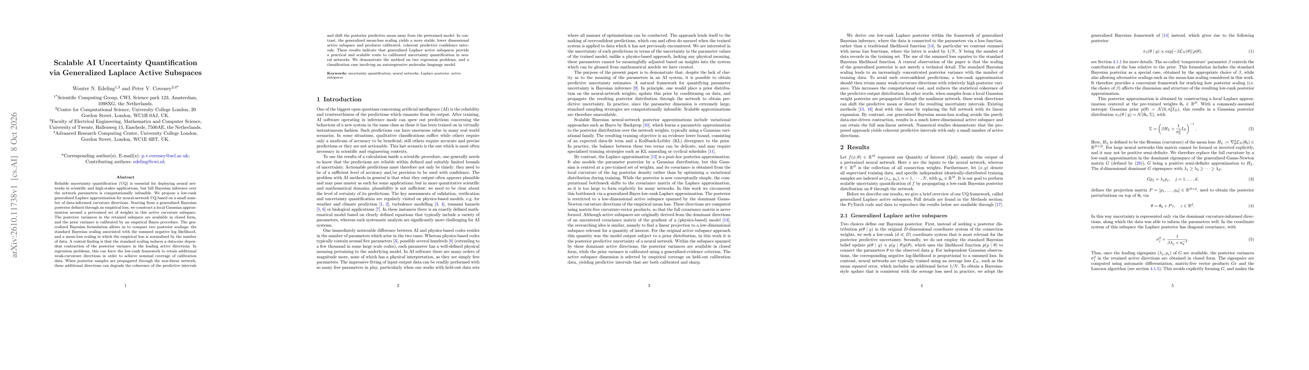 Thumbnail for Scalable AI Uncertainty Quantification via Generalized Laplace Active Subspaces