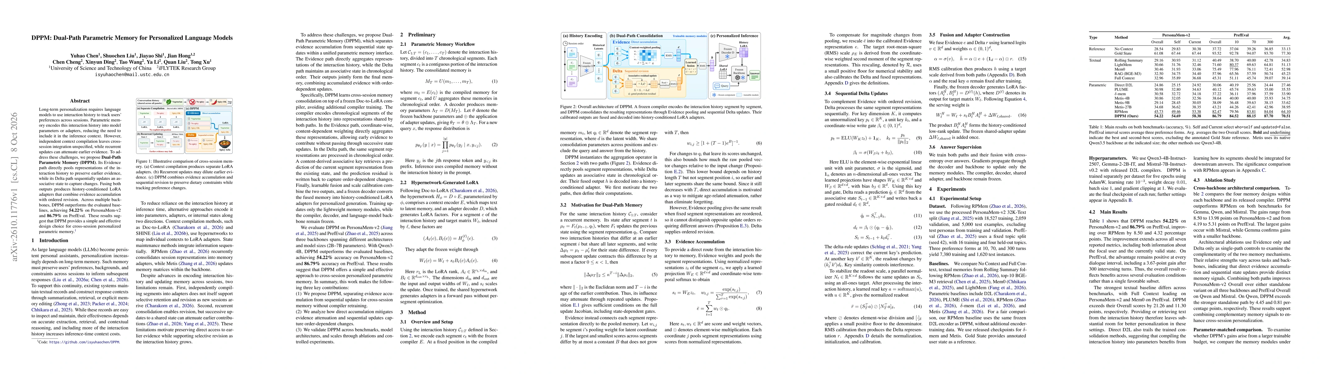 Thumbnail for DPPM: Dual-Path Parametric Memory for Personalized Language Models