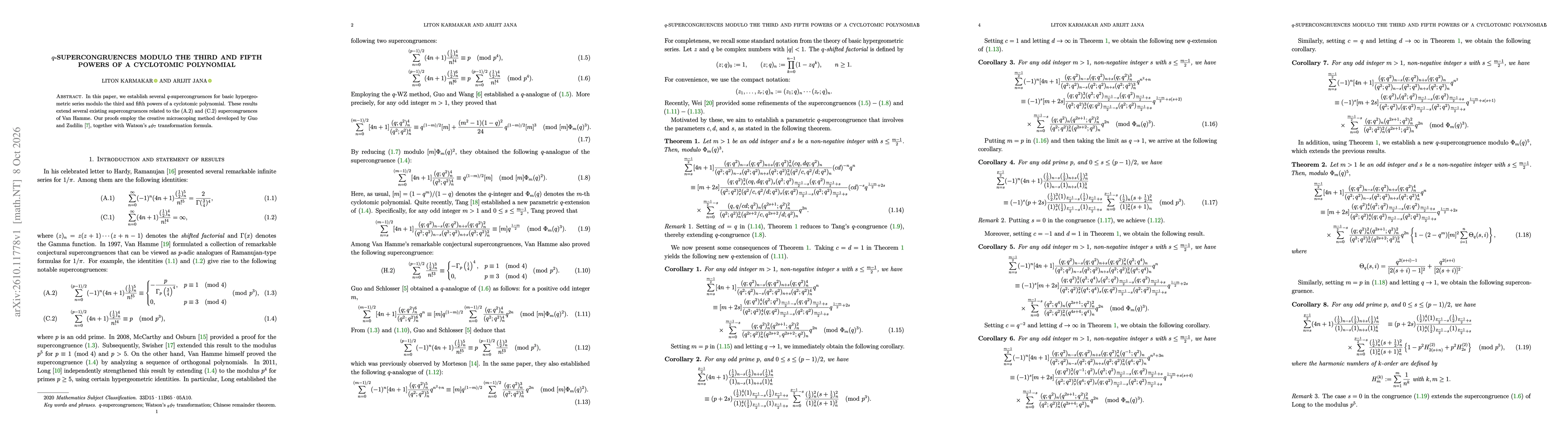 Thumbnail for $q$-Supercongruences Modulo the Third and Fifth Powers of a Cyclotomic Polynomial