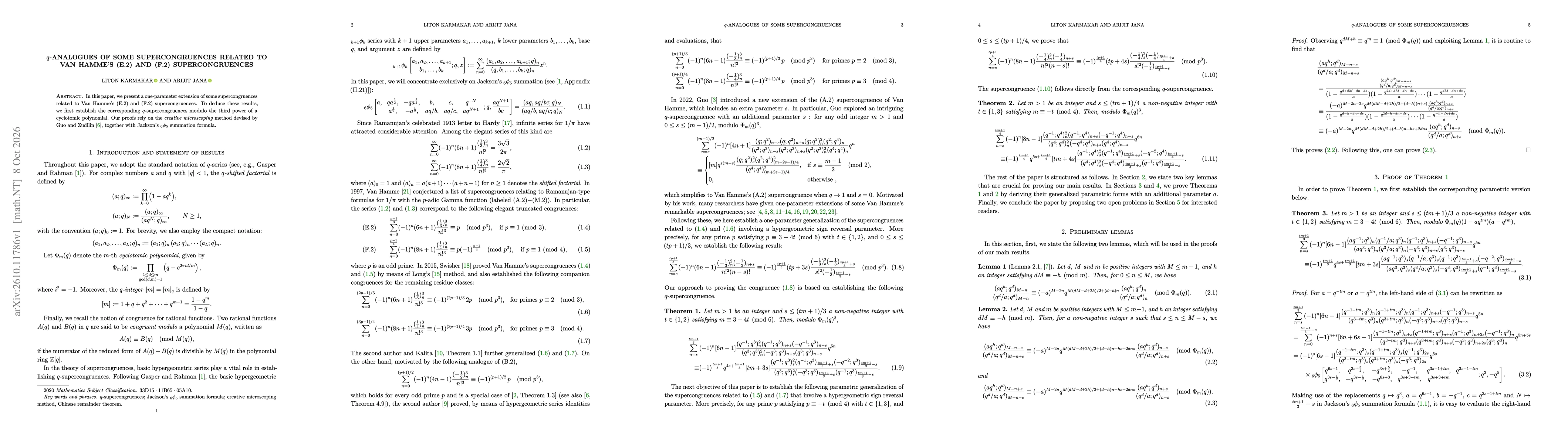 Thumbnail for $q$-Analogues of some supercongruences related to Van Hamme's (E.2) and (F.2) supercongruences