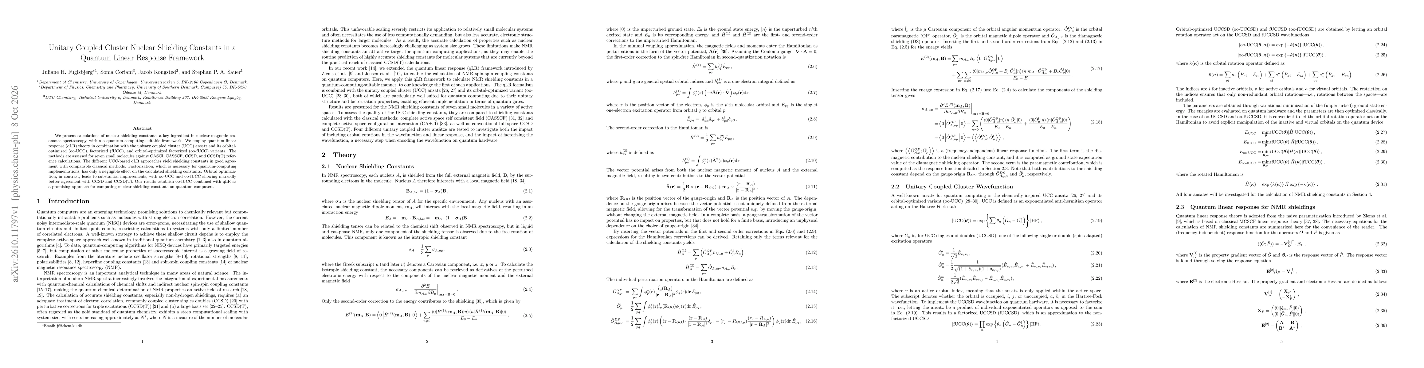 Thumbnail for Unitary Coupled Cluster Nuclear Shielding Constants in a Quantum Linear Response Framework