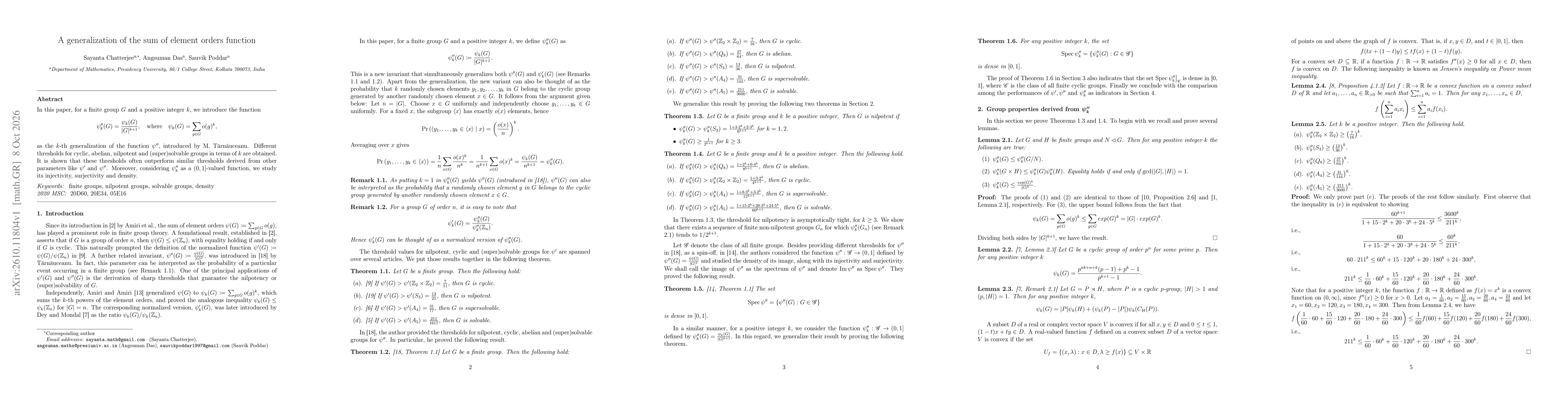 Thumbnail for A generalization of the sum of element orders function