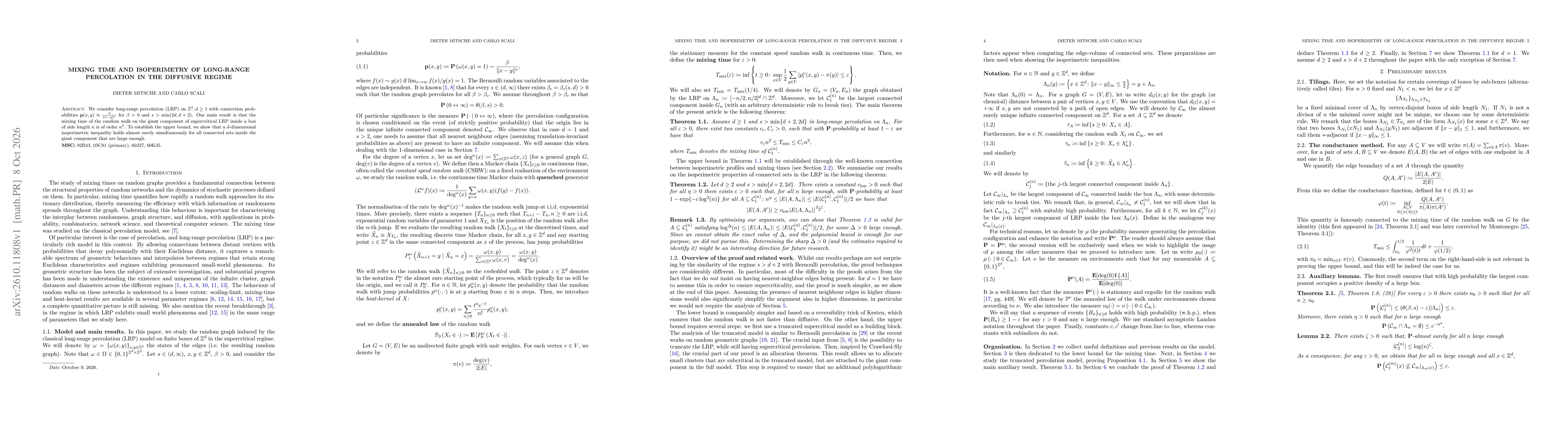 Thumbnail for Mixing time and isoperimetry of long-range percolation in the diffusive regime
