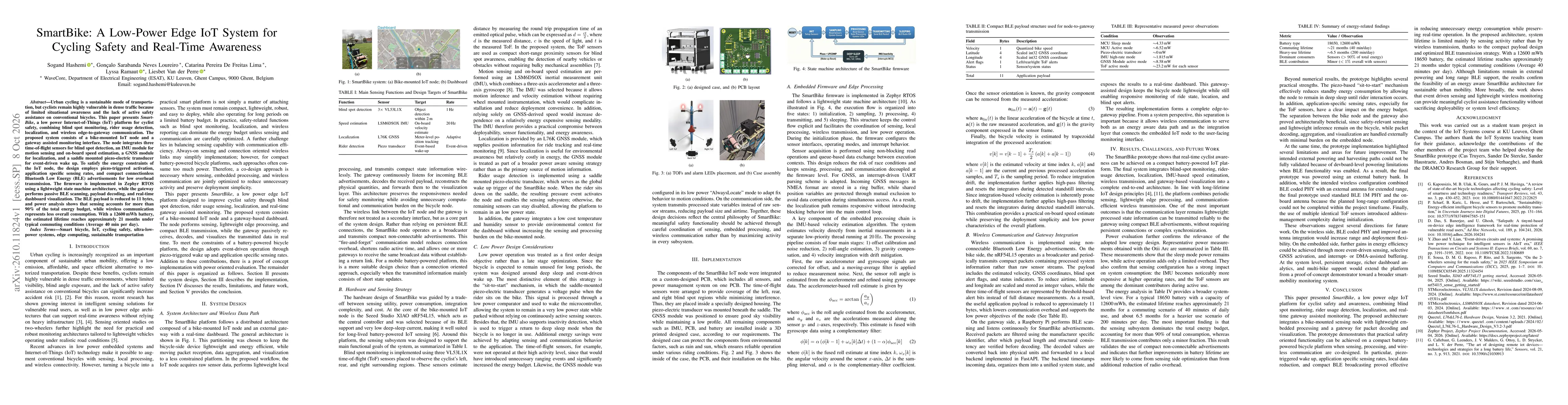Thumbnail for SmartBike: A Low-Power Edge IoT System for Cycling Safety and Real-Time Awareness