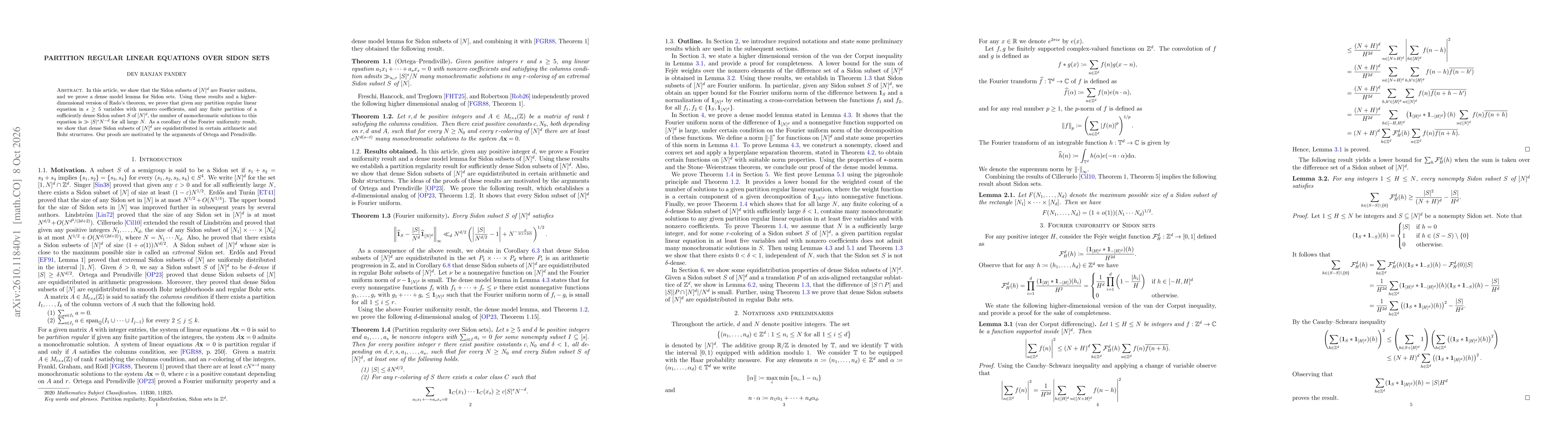 Thumbnail for Partition regular linear equations over Sidon sets