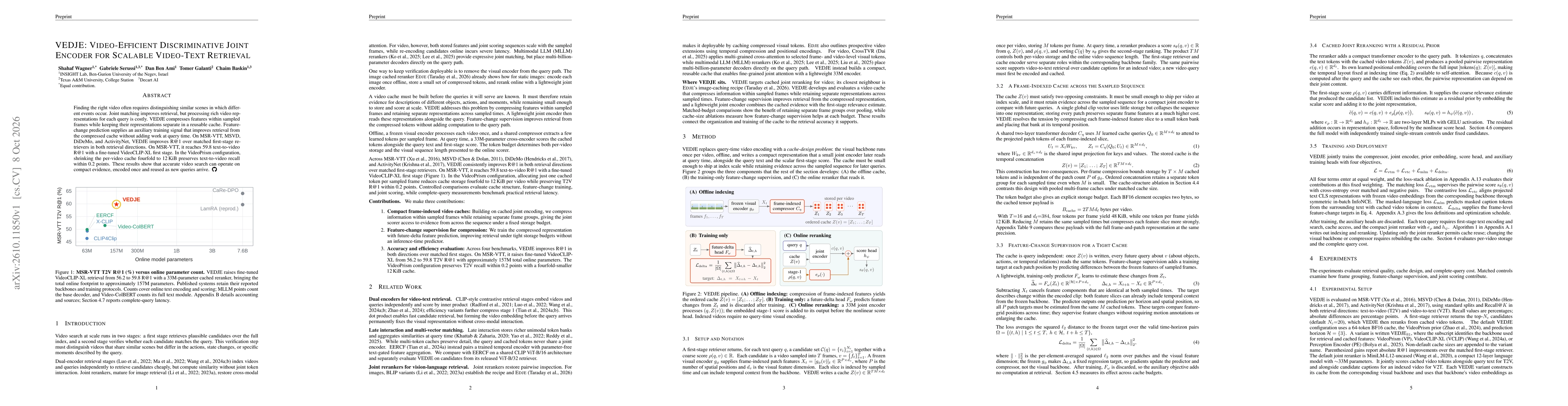 Thumbnail for VEDJE: Video-Efficient Discriminative Joint Encoder for Scalable Video-Text Retrieval