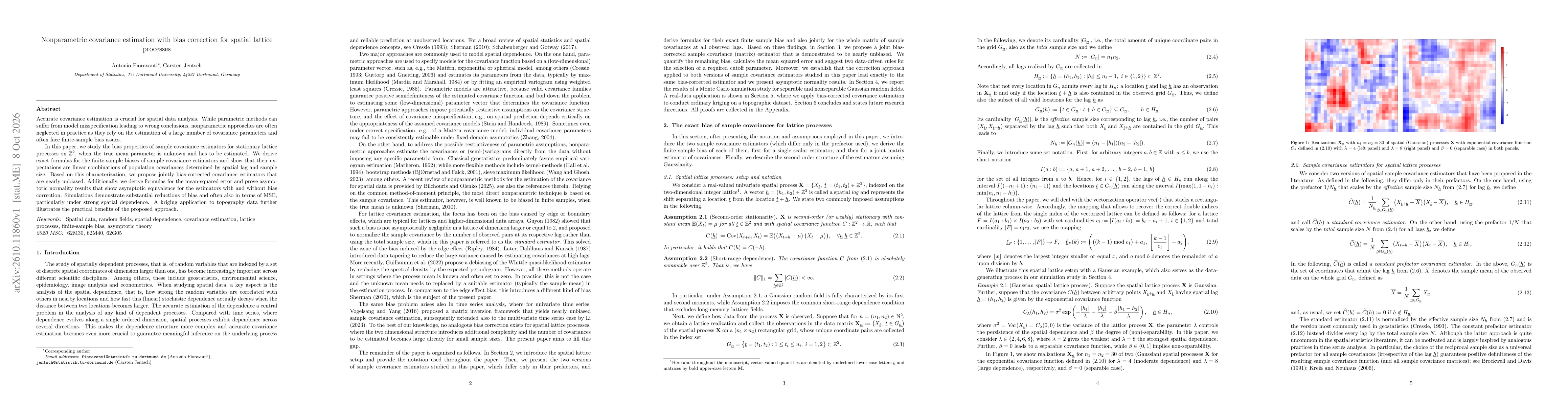 Thumbnail for Nonparametric covariance estimation with bias correction for spatial lattice processes