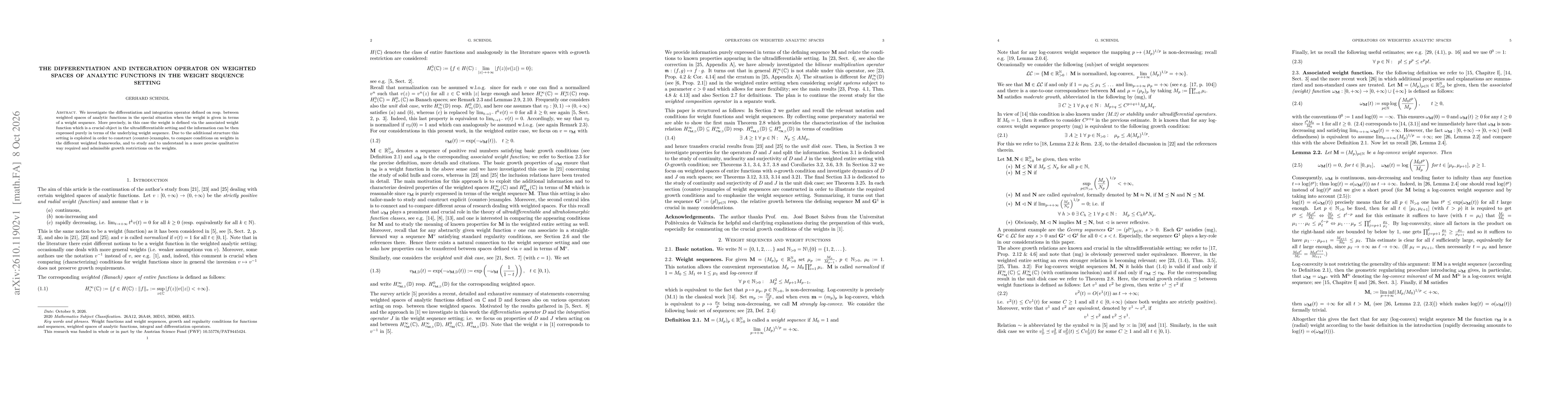 Thumbnail for The differentiation and integration operator on weighted spaces of analytic functions in the weight sequence setting