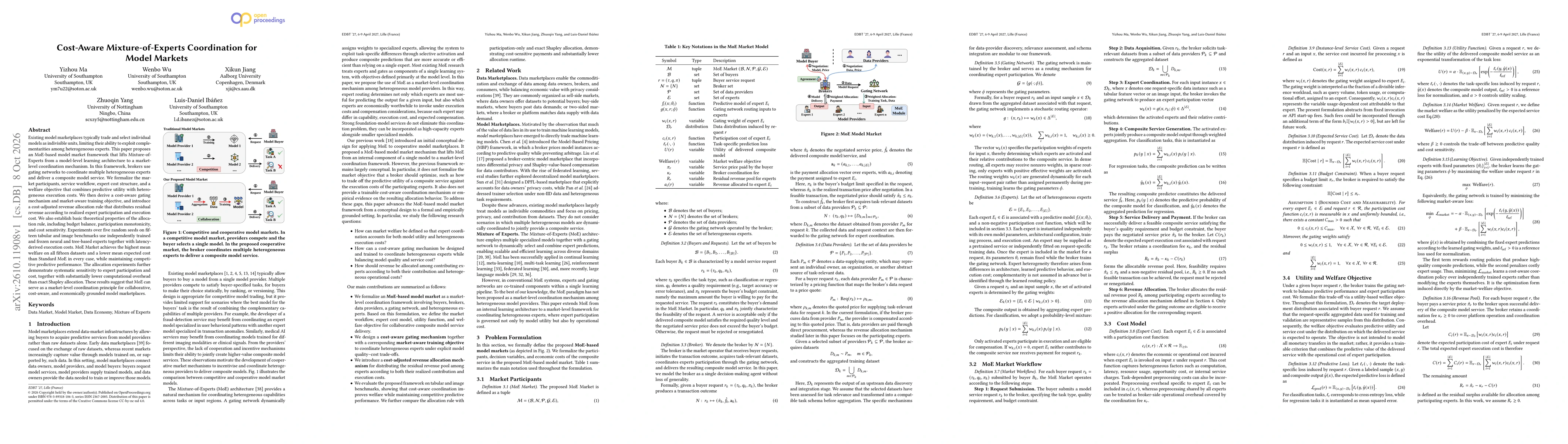 Thumbnail for Cost-Aware Mixture-of-Experts Coordination for Model Markets