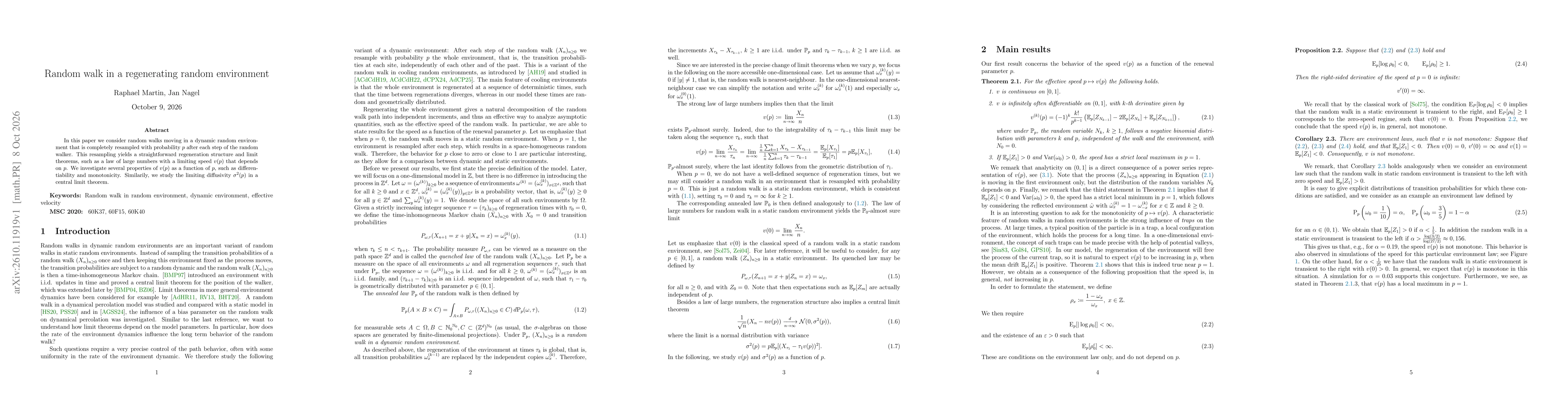 Thumbnail for Random walk in a regenerating random environment