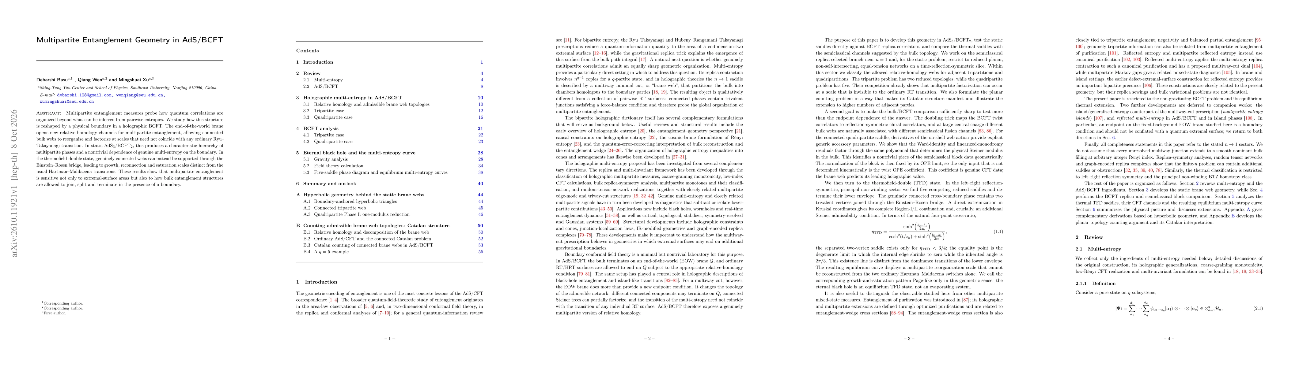 Thumbnail for Multipartite Entanglement Geometry in AdS/BCFT