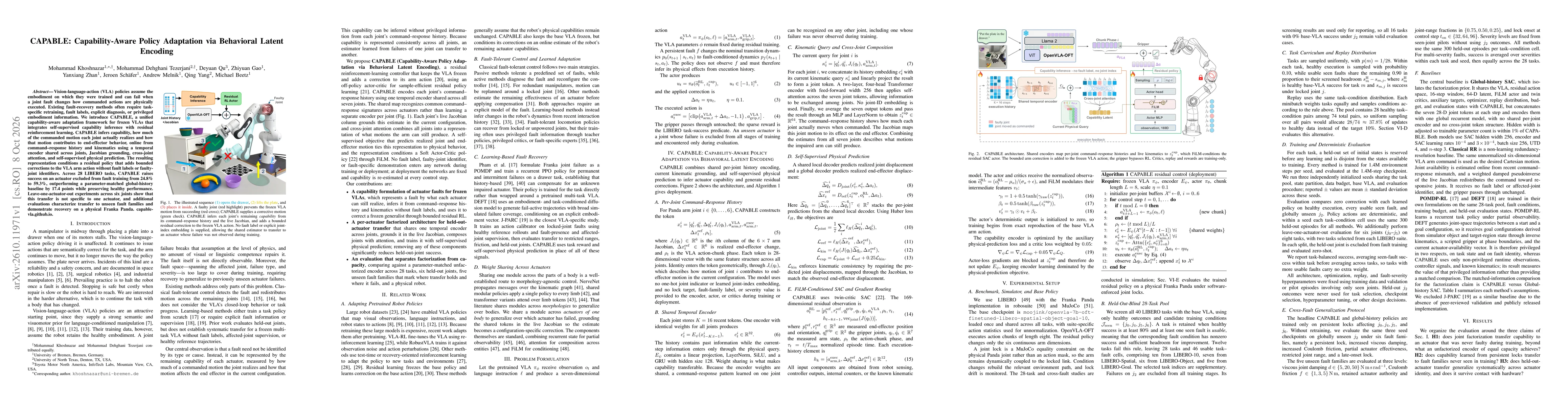 Thumbnail for CAPABLE: Capability-Aware Policy Adaptation via Behavioral Latent Encoding