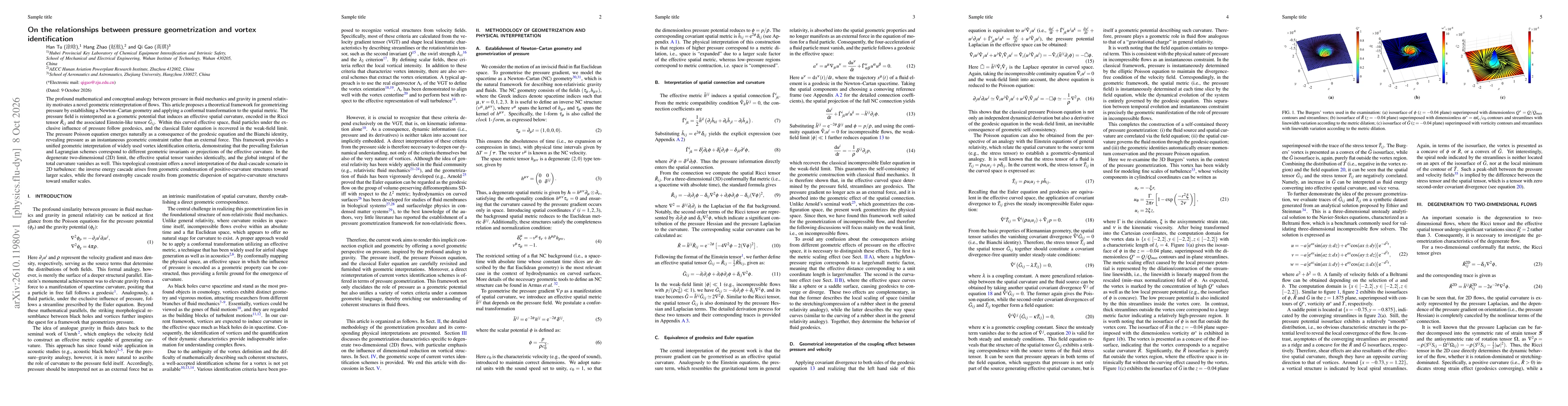 Thumbnail for On the relationships between pressure geometrization and vortex identification