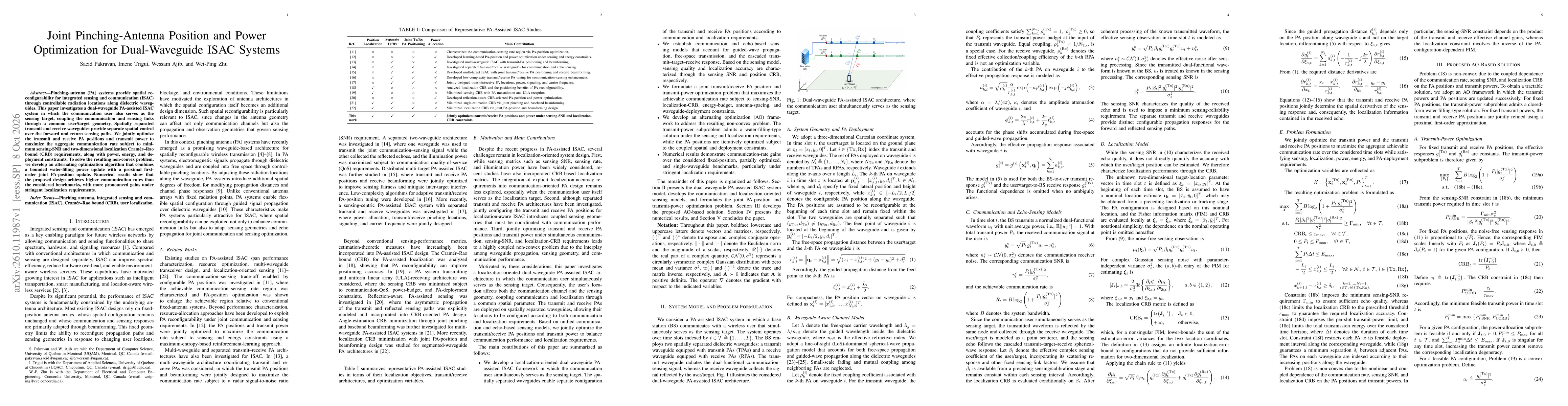 Thumbnail for Joint Pinching-Antenna Position and Power Optimization for Dual-Waveguide ISAC Systems