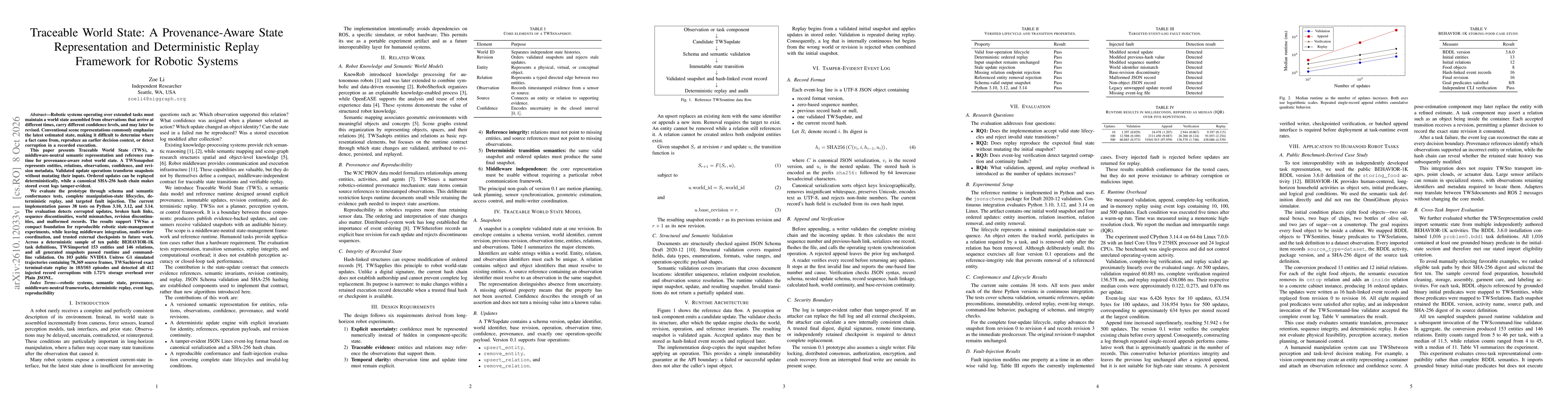 Thumbnail for Traceable World State: A Provenance-Aware State Representation and Deterministic Replay Framework for Robotic Systems