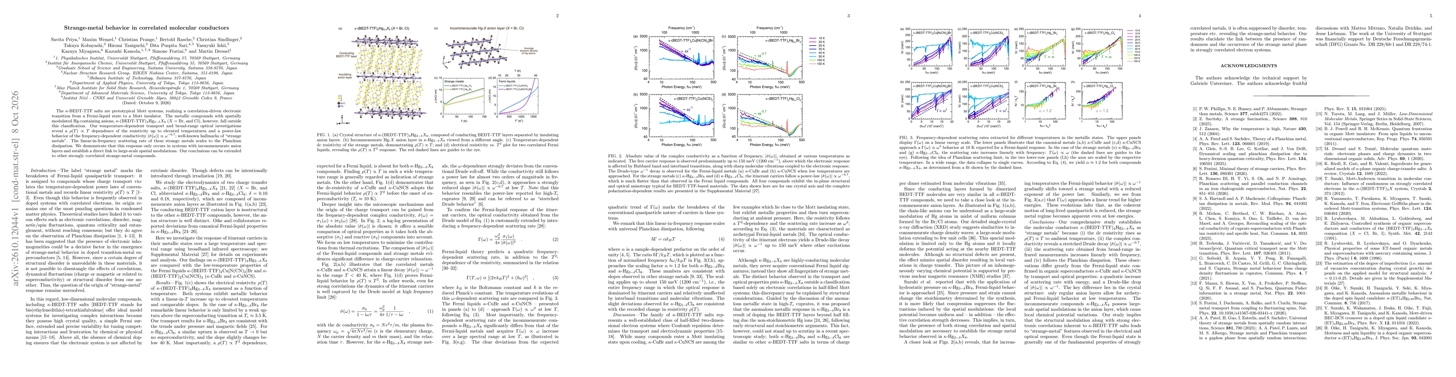 Thumbnail for Strange-metal behavior in correlated molecular conductors