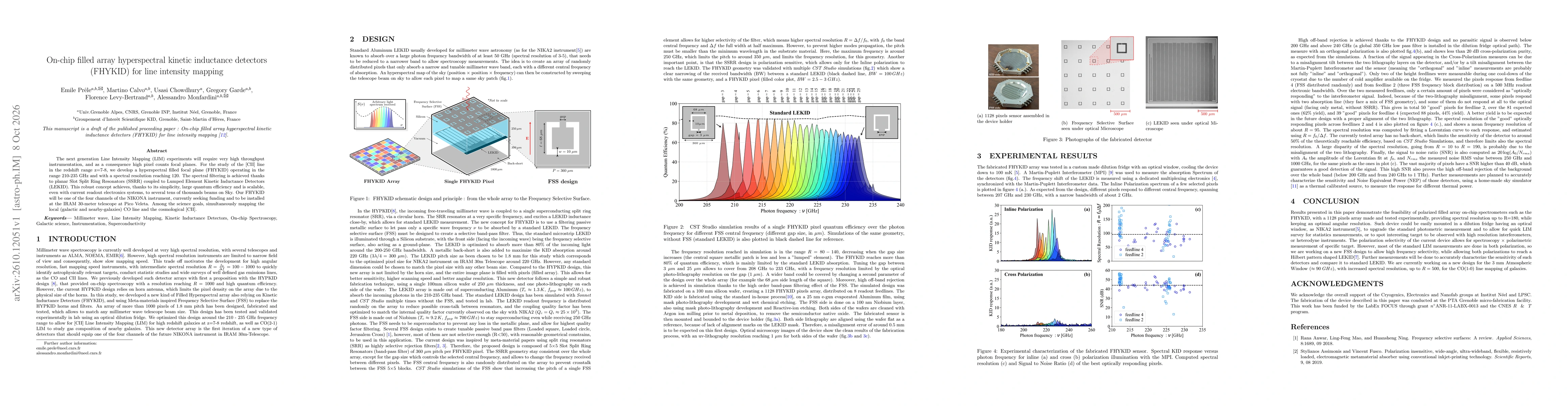 Thumbnail for On-chip filled array hyperspectral kinetic inductance detectors (FHYKID) for line intensity mapping