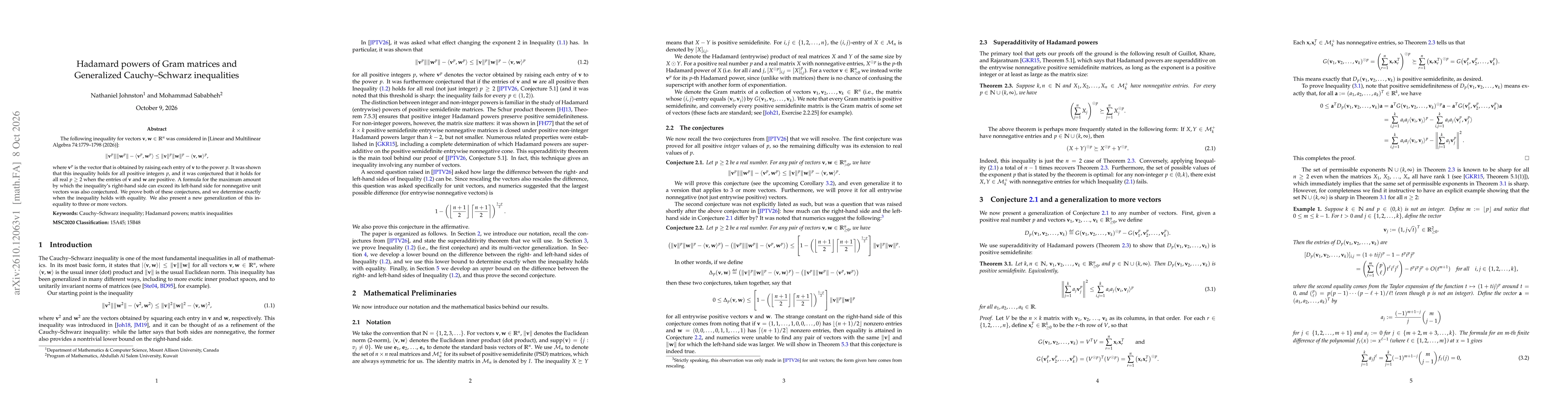 Thumbnail for Hadamard powers of Gram matrices and Generalized Cauchy-Schwarz inequalities
