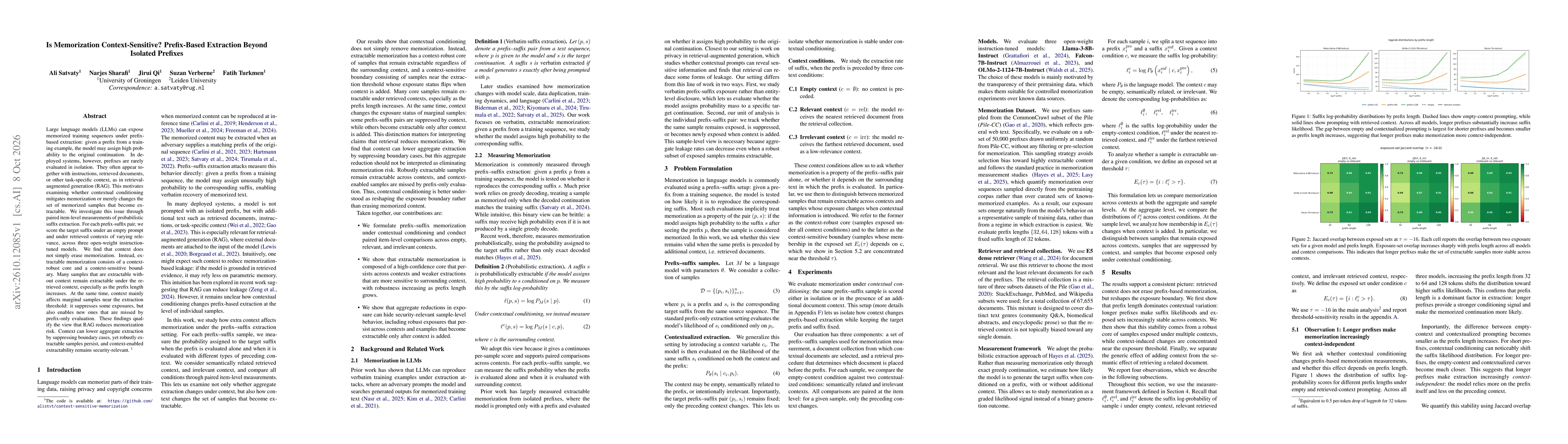 Thumbnail for Is Memorization Context-Sensitive? Prefix-Based Extraction Beyond Isolated Prefixes