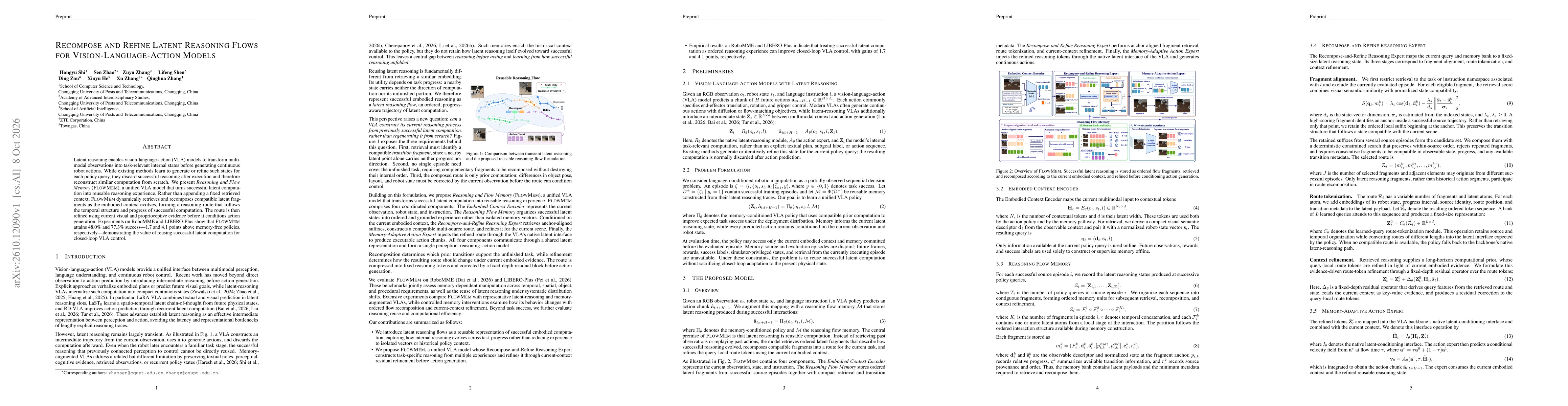Thumbnail for Recompose and Refine Latent Reasoning Flows for Vision-Language-Action Models