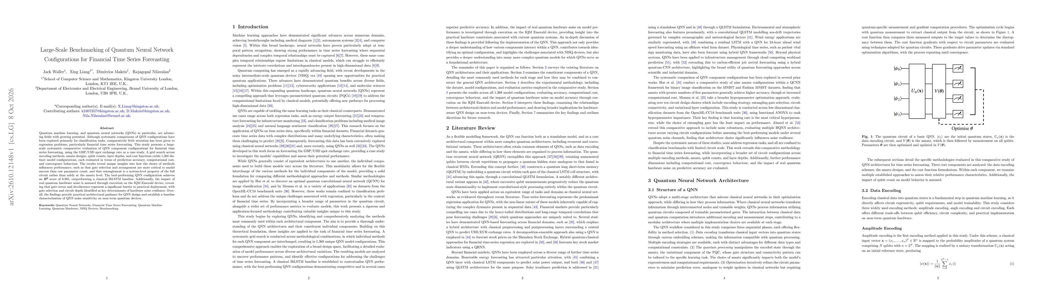 Thumbnail for Large-Scale Benchmarking of Quantum Neural Network Configurations for Financial Time Series Forecasting