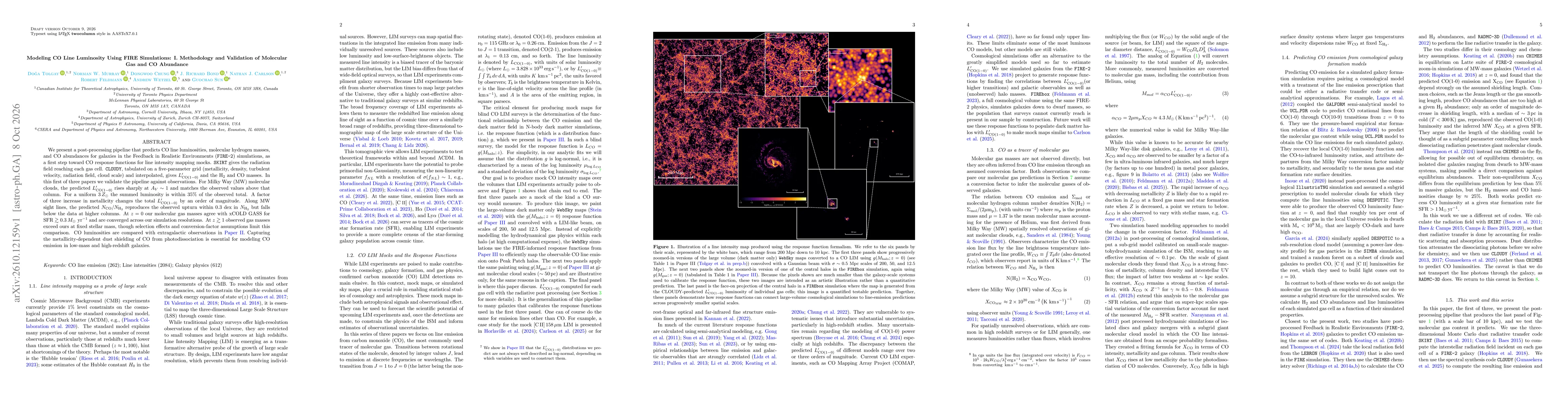 Thumbnail for Modeling CO Line Luminosity Using FIRE Simulations: I. Methodology and Validation of Molecular Gas and CO Abundance