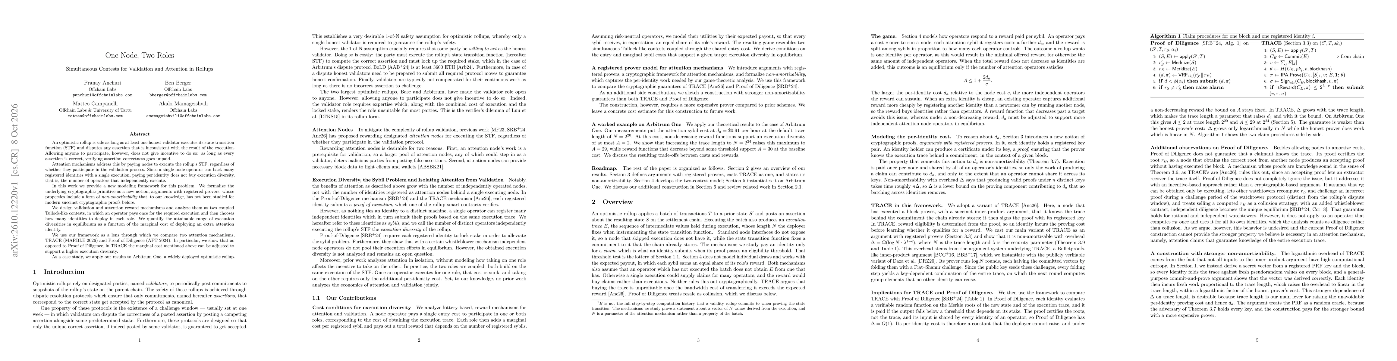 Thumbnail for One Node, Two Roles: Simultaneous Contests for Validation and Attention in Rollups