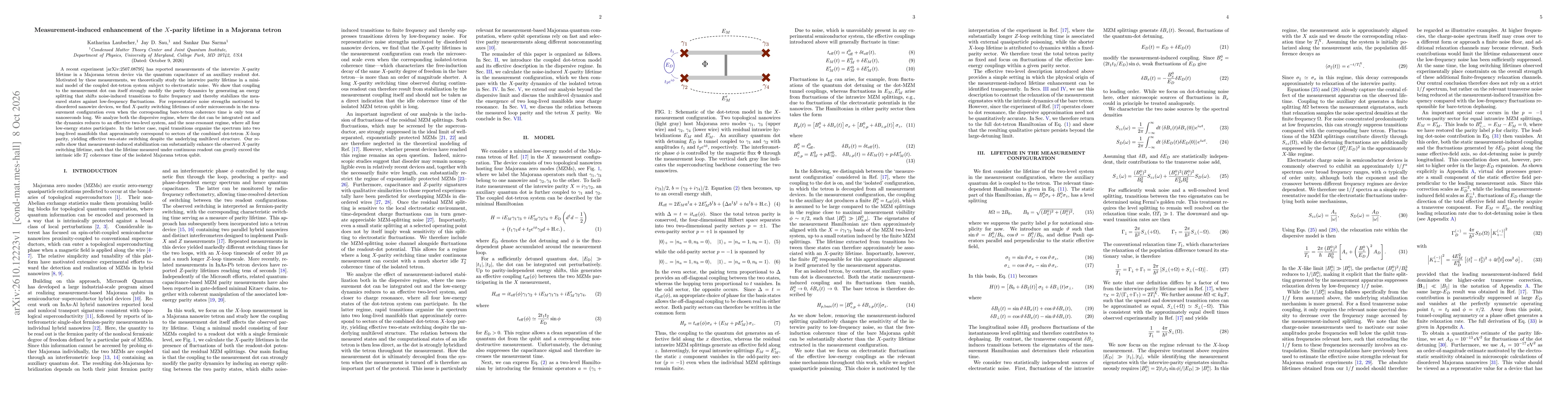 Thumbnail for Measurement-induced enhancement of the $X$-parity lifetime in a Majorana tetron
