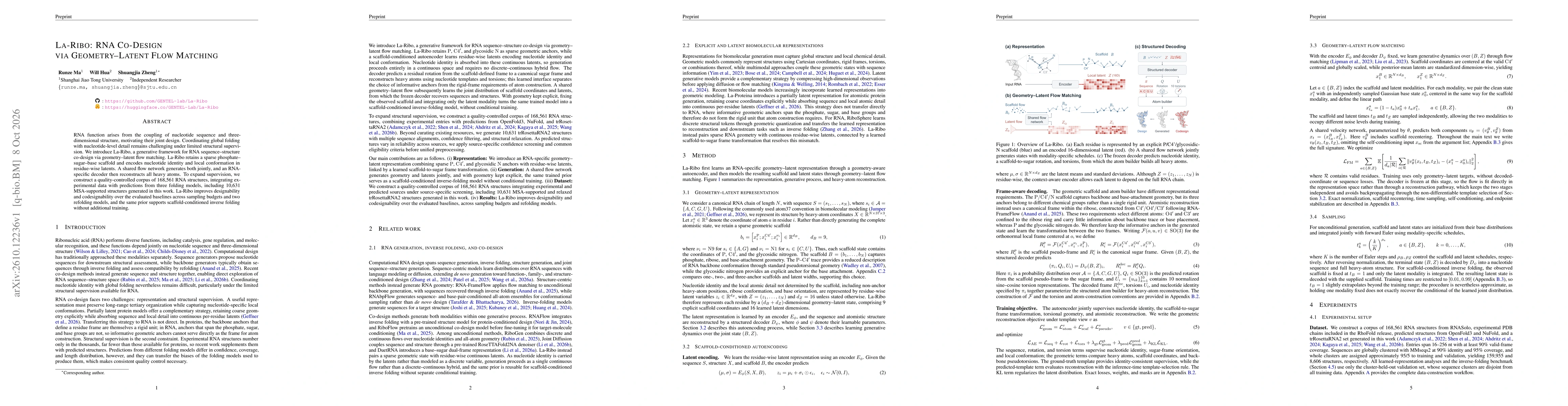 Thumbnail for La-Ribo: RNA Co-Design via Geometry-Latent Flow Matching