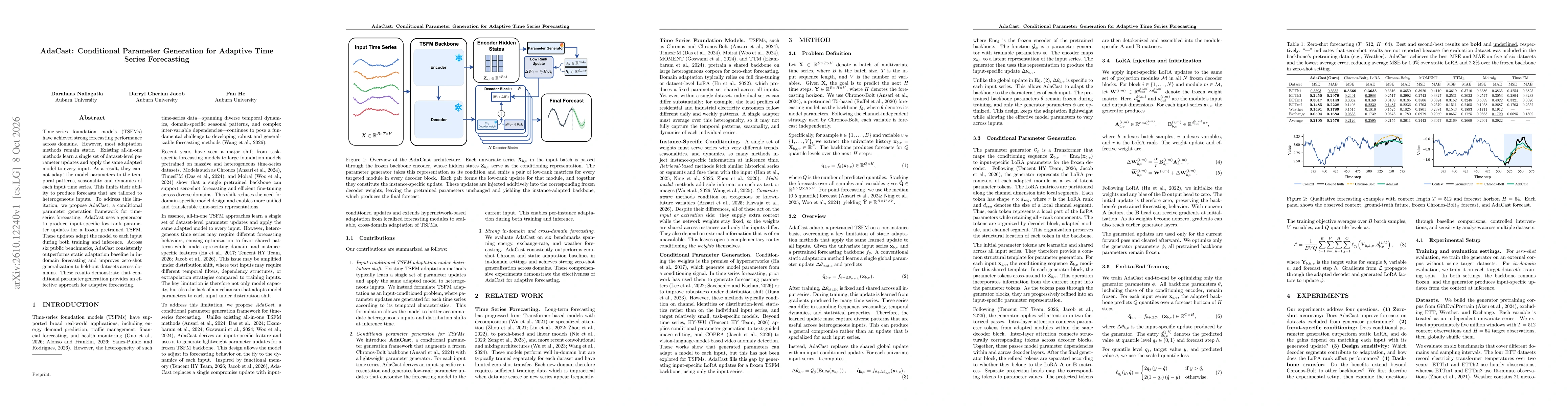 Thumbnail for AdaCast: Conditional Parameter Generation for Adaptive Time Series Forecasting