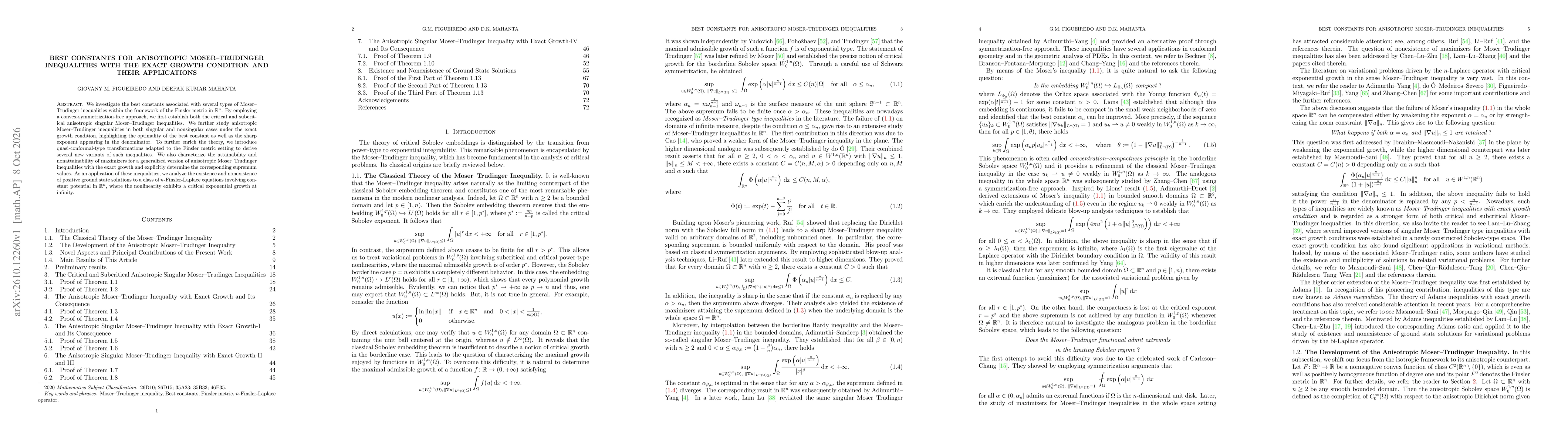 Thumbnail for Best Constants for Anisotropic Moser-Trudinger Inequalities with the Exact Growth Condition and Their Applications